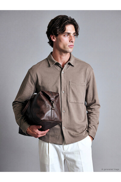 LC Waikiki Vizyon New Season Brown Regular Fit Single Pocket Men's Shirt Jacket