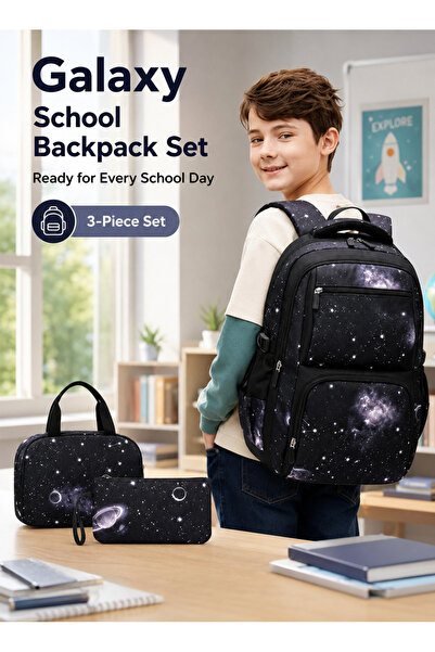 Pomefar Boys 3-in-1 School Bag Set, Water Resistant Large Backpack with Lunch...