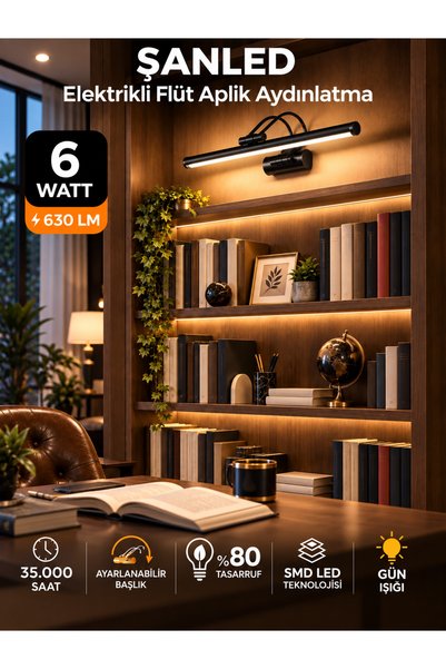 ŞANLED 6W Electric Flute Led Sconce Black Color Daylight Adjustable Head 2 Pcs