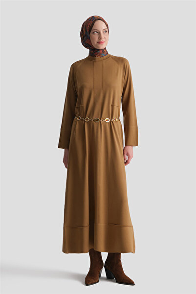 Armine Basic Knitwear Dress Camel