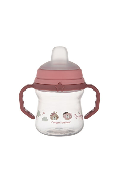 CANPOL Κύπελλο με στόμιο σιλικόνης 150ml FirstCup Bonjour Ροζ 56/612
