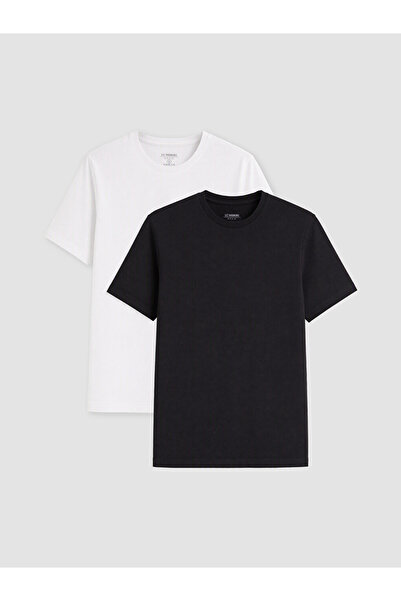 LC Waikiki Vizyon New Season Black 2-Piece Regular Fit Thin Fabric T-Shirt /03