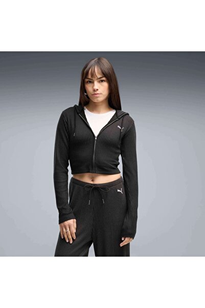 Puma ESS Ribbed Hoodie Siyah Kadın Sweatshirt
