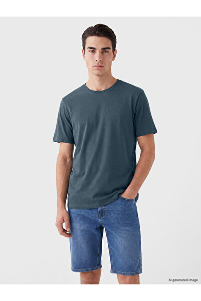 LC Waikiki Lcwaikiki Classic Indigo Soft Touch 100% Cotton Men's T-Shirt