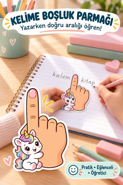 alışveriş kurdu 1. Sınıf Kelime Arası Boşluk Bırakma Parmağı 8’li – Unicorn Yazma Yardımcısı