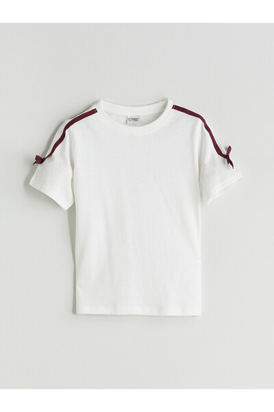 LC Waikiki Lcw Kids Crew Neck Bow Detail Girls T-Shirt (W5)