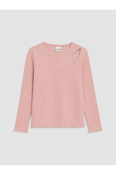 LC Waikiki Crew neck t-shirt with window detail for girls