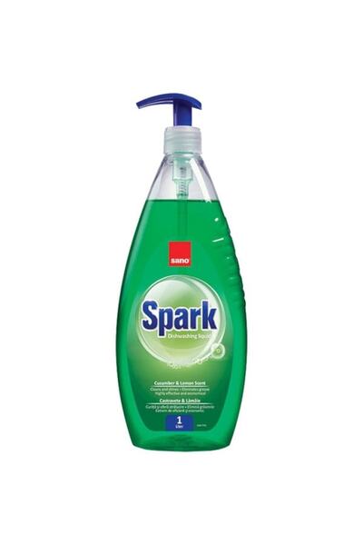 Sano Detergent de vase Spark, manual, cu pompita, castravete si lamaie, 1 l