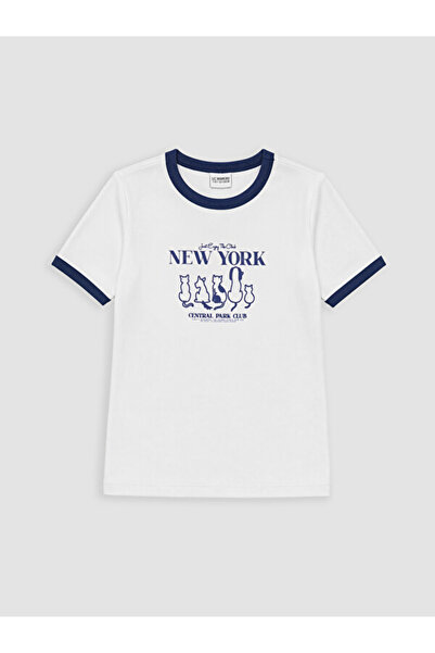 LC Waikiki Crew Neck New York Printed Girl's T-Shirt