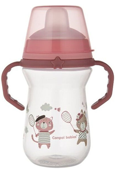 CANPOL Ποτηράκι εκμάθησης με στόμιο σιλικόνης 250ml FirstCup Bonjour Paris Ρο...