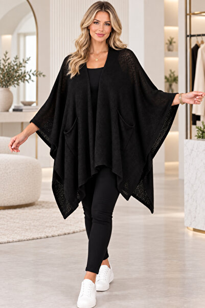 MARWARİ OTANTİK BUTİK Women's New Season Mercerized Poncho with Pockets