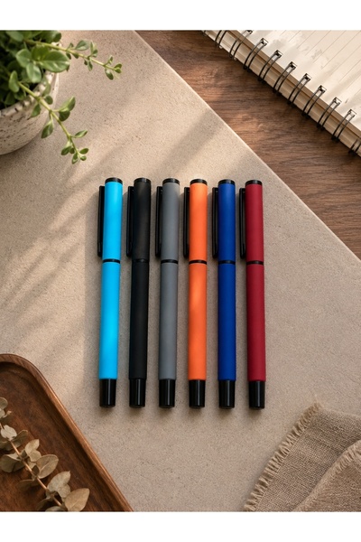 PickyTidy Kapaklı Roller Kalem 6'lı Set – Renkli Kalem Seti Siyah, Mavi, Turk...