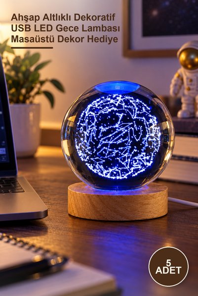 Yenilig 5 Color Changing Glass Globes – Decorative USB Led Night Light with W...