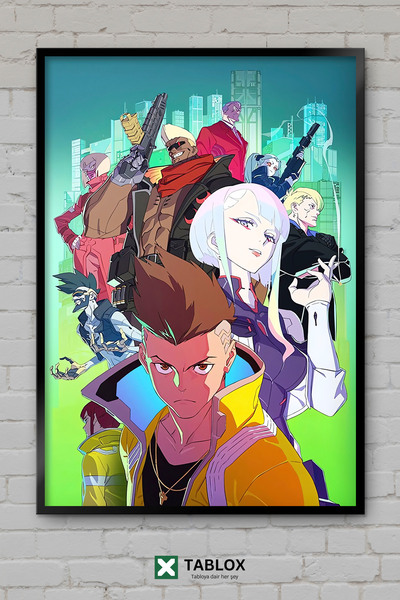 tablomaxtbx Edgerunners Cyberpunk Anime Key Art Αφίσα Δράσης με Κορνίζα Διακο...