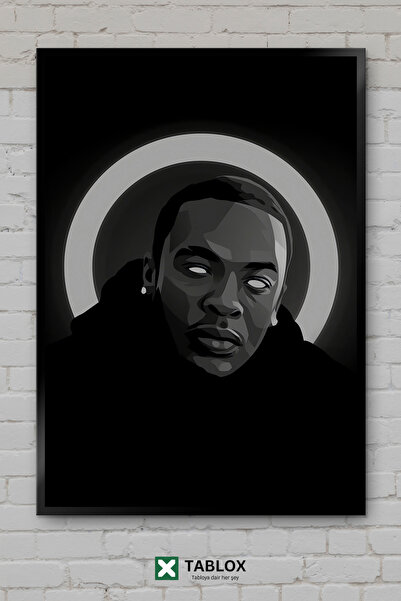 tablomaxtbx Dr Dre Rapper Rapper Hip Hop Negru Alb Cadru muzical Aspect decor...