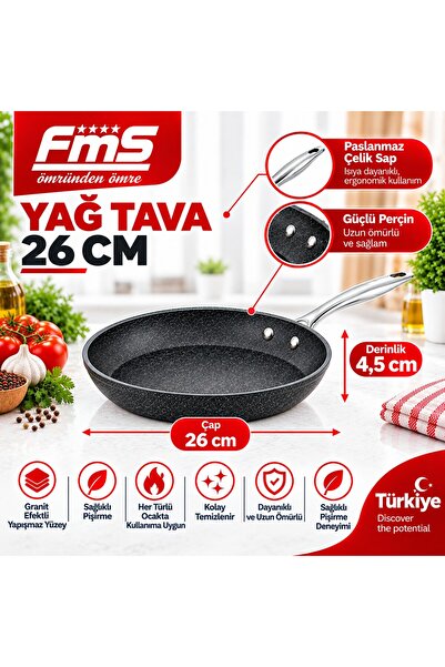 FMS Granite Galaxy Oil Pan |   26 cm |   Black |   Non-Stick & Scratch-Resist...