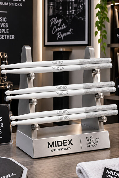 Midex GFK-801WH-3X 5A Μπαγκέτες τυμπάνων Άθραυστες Πολυμειδικές Λευκού Χρώματ...