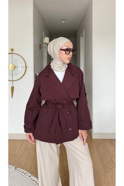 salisburys Molly Nelly Kadın Kısa Kruvaze Trençkot
