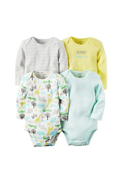 Generic Baby Bodysuits 4-Piece Set |MultiColor | 9-12 Months |Cotton | Long S...