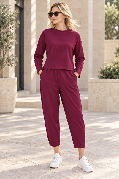 AQE FASHION Set de hanorac cu guler rotund și pantaloni până la gleznă pentru...