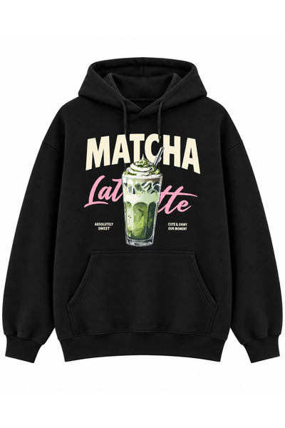 HAI COLLECTİON Kadın İçecek Grafik Baskılı 3 İplik Oversize Hoodie – Kapüşonl...