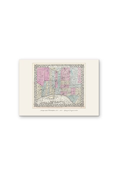 OEM Poster Cardboard 250g A4, Original Old Map of Philadelphia 1867, Historic...