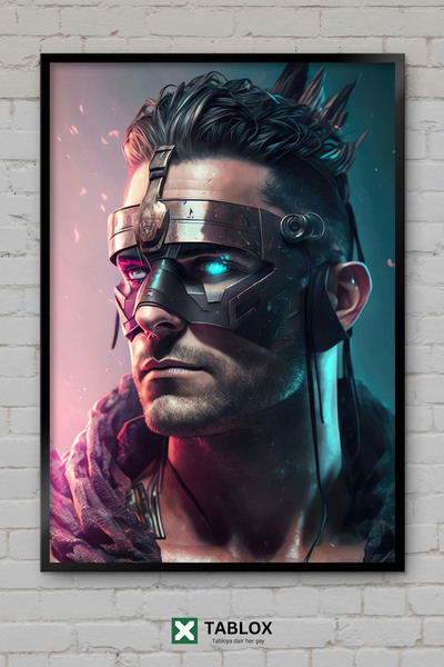 tablomaxtbx Cyberpunk Hector Truva Hero Science Fiction Αφίσα Τέχνης με Πλαίσ...