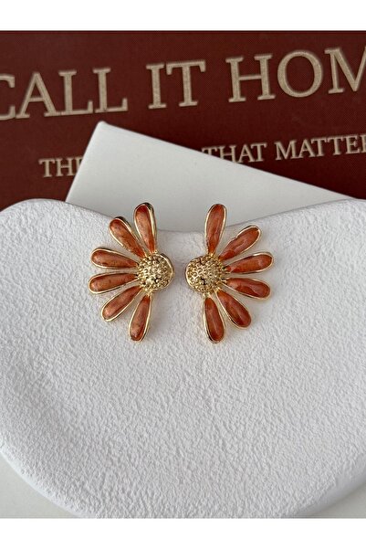 MioArt Daisy Gold Detaylı Papatya Formlu Çelik Kadın Küpe
