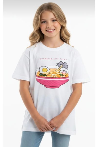 tiny lily Girl's Cat Pusheen Printed T-Shirt