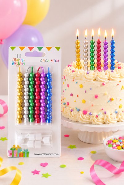 melt pastry & kitchen 6’lı Metalik Renkli Kısa Spiral Mum Pasta Doğum Günü Mumu