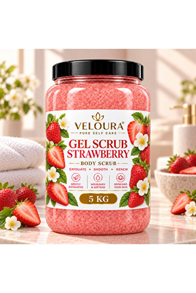Veluora STRAWBERRY GEL SCRUB 5KG – SWEET & REFRESHING EXFOLIATING BODY SCRUB FOR HANDS, FEET & BODY