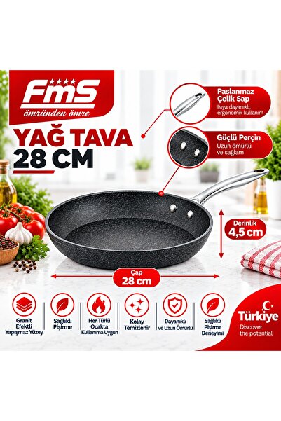 FMS Granite Galaxy Oil Pan |   28 cm |   Black |   Non-Stick & Scratch-Resist...