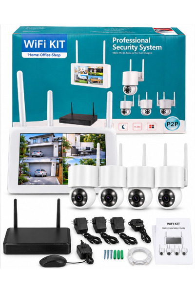 XL Kit Profesional 4 Camere de Supraveghere WiFi P2P Sistem CCTV cu Monitor/NVR