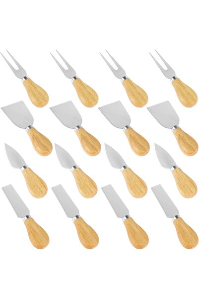 Arabest 16-Piece Stainless Steel Cheese Spreader Set with Wooden Handles,Reus...