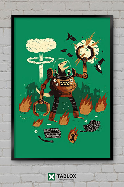tablomaxtbx Dino Dinosaur Wars Battle Fantastic Art Αφίσα με κορνίζα Διακοσμη...
