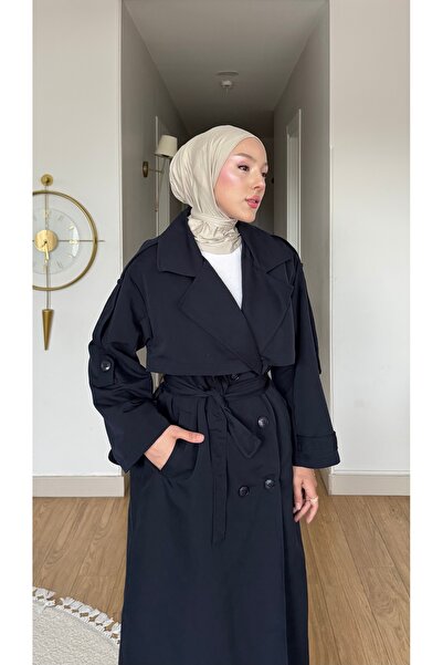 salisburys Molly Nelly Kadın Uzun Astarlı Kruvaze Trençkot