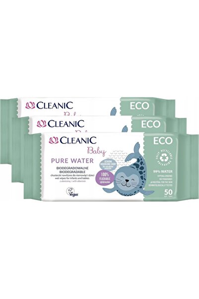 Cleanic Baby ECO Flushable Wet Wipes for Infants and Babies, Pure Water - 50 ...