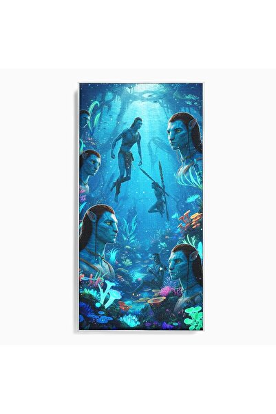 Luxcanva Tablou Canvas Lumea Subacvatica 70x140 cm cu Rama Argintiu Avatar Fa...