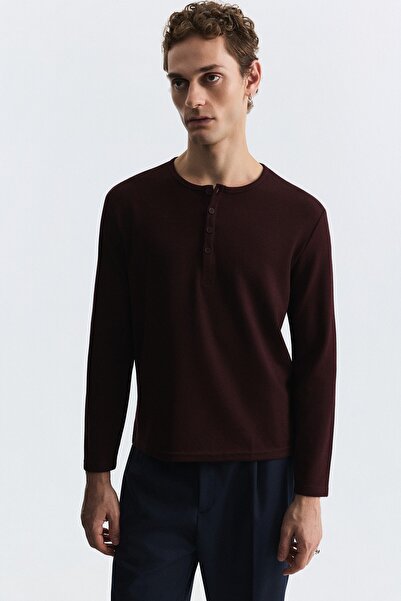 Antioch 100% Cotton Buttoned Collar Ribbed T-Shirt