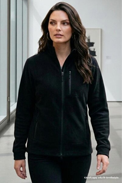 CAST COLLECTİON Women's Black Three-Zip Fleece Jacket