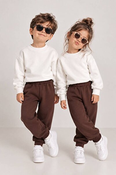 SEENJOB KİDS Unisex Beli Lastikli Paçası Ribanalı 3 İp Eşofman Altı