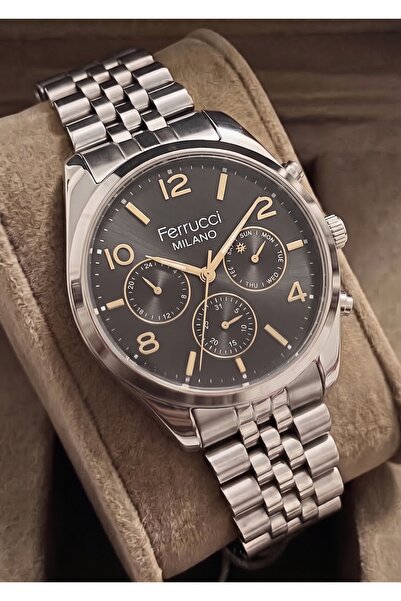 Ferrucci Men's Functional Metal Steel Cord Wristwatch with 2 Year Warranty