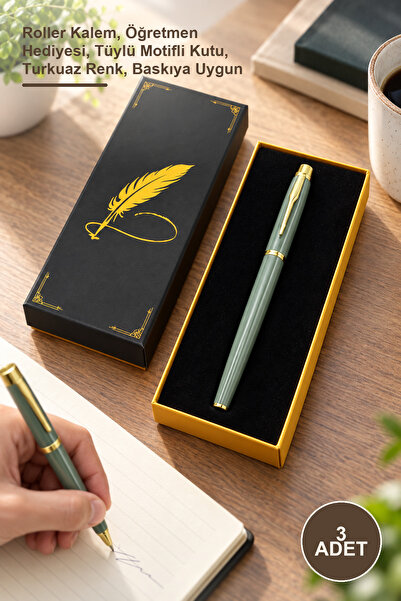 Yenilig 3-piece boxed metal pen set – rollerball pen, teacher's gift, feather...
