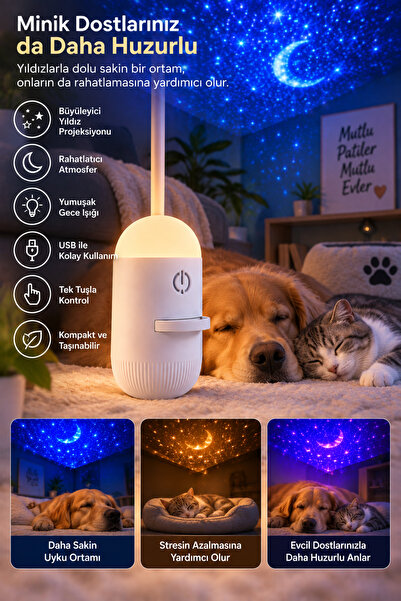 FTA TİCARET Moon Star Projection Night Light for a Romantic Atmosphere