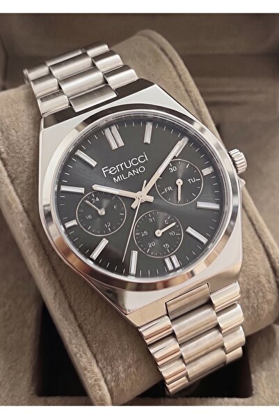 Ferrucci Men's Functional Calendar Metal Strap Wristwatch with 2 Years Warranty