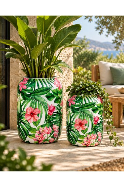 Greenmall Leaf 2'li Metal Saksı Seti