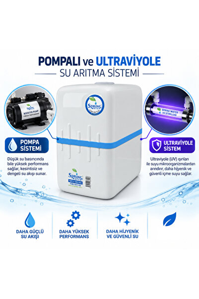 Spring Water Aquante 12PU | 11 Aşamalı 12 Litre Pompalı Ultraviyole Su Arıtma...