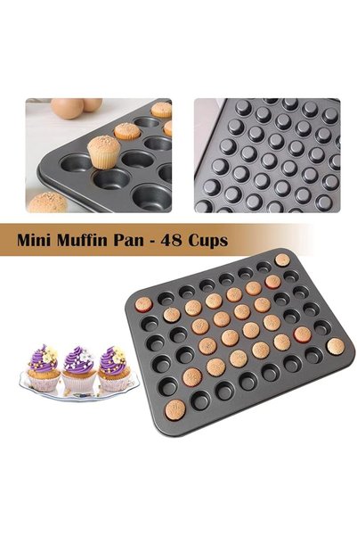 Naplion Mini Muffin Pan Cupcake Pans 48 Cup, Bakeware Mold Nonstick Cake Baking Mould Round Tray Coo