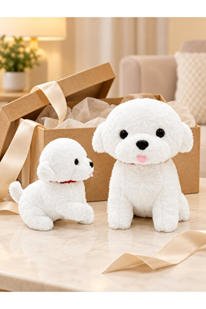 mtz Cute White Plush Dog Toy, Soft Stuffed Puppy with Fluffy Texture, Adorabl...