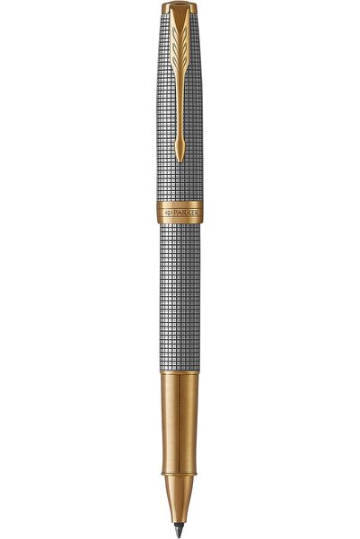 Parker Sonnet Premium Chiselled, Sterling-Silver Rollerball Pen With Gold Tri...